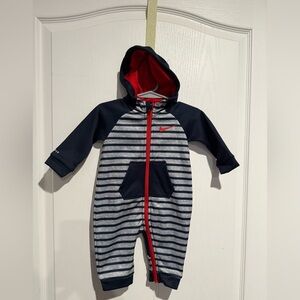 Nike Kids Striped One Piece - Navy and Red